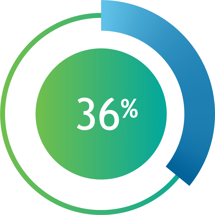 circular graph showing 36%